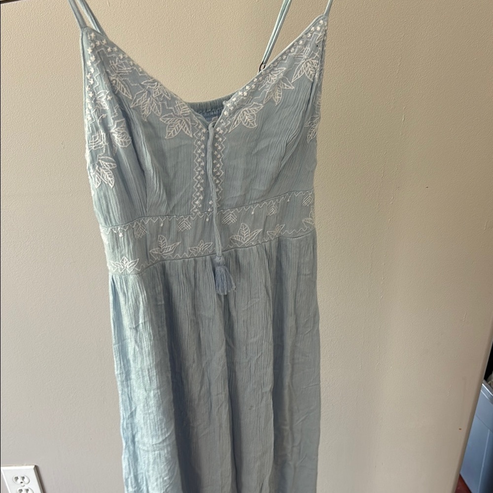 Light Blue Embroidered maxi dress